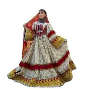 Robe afghane Kuchi originale AA IMPEX de haute qualité, en dentelle, longueur ras du sol, taille naturelle, respirante, infroissable, silhouette trapèze - Product Image 1