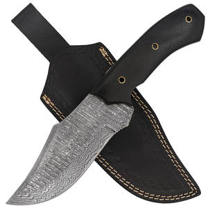 Cuchillo de caza de acero de Damasco Tang completo, cuchillo de caza con Funda de cuero - Product Image 1