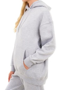 Servicio OEM personalizado su propio diseño 100% algodón manga larga Oversize Comfort Lounge Wear Athleisure Sudadera con capucha Color gris Casual - Product Image 5