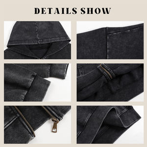 Venta al por mayor 100% algodón ropa casual Hombre cremallera ácido lavado sudaderas con capucha de alta calidad de los hombres deportes cremallera Sudadera con capucha para la venta - Product Image 6