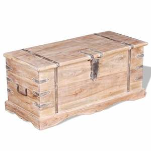 Rustic <b>Wooden</b> <b>Storage</b> Trunk Vintage Chest Antique Style <b>Box</b> Handmade Organizer With Iron Hardware For Home Decor And <b>Storage</b> - Product Image 3