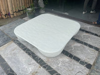 DISEN FURNITURE Nouvelle table basse carrée en fibre de verre, table à thé moderne pour salon, couleur blanche