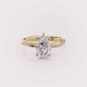 Bague en diamant de culture certifié IGI pour mariage et fiançailles en or jaune/blanc et or rose massif 18 carats - Product Image 1