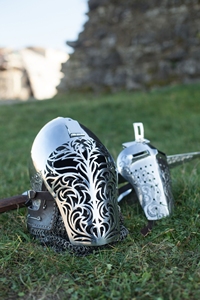Bascipet-casco de Caballero de la fortuna con Visor de corte láser, hecho a mano, aspecto bonito para casco de combate Medieval - Product Image 2
