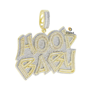 VVs D Incoloro Totalmente helado Colgante de letra personalizable Baguette brillante Lab Grown 10K Oro amarillo para hombres Estilo hip-hop - Product Image 3