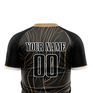 Diseño personalizado antiarrugas transpirable duradero de secado rápido para hombres camiseta de fútbol de poliéster/algodón antibacteriano ecológico cuello en V - Product Image 3