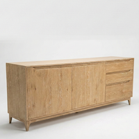 Table Basse Moderne Écologique avec 3 Tiroirs et 2 Compartiments pour Salon, Meuble en Bois de Chêne Massif, Vente en Gros Direct Usine