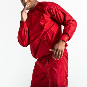 Combinaison de sauna amincissante en fibre de polyester rouge unisexe pour hommes et femmes, à la vente, pour une utilisation à domicile, taille élastique, poches, perte de poids - Product Image 5