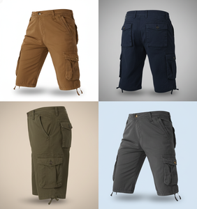 Classic <b>Men's</b> <b>Brown</b> <b>Cargo</b> Shorts Loose Fit Chino Style Cotton Workwear Daily Wear Multi-Pocket Shorts - Product Image 4