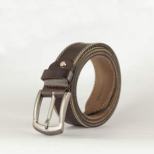 Ceinture en cuir véritable pour hommes, aspect vintage, décontractée, pour tous les jours, boucle classique, ceinture élégante en cuir véritable pour hommes - Product Image 1
