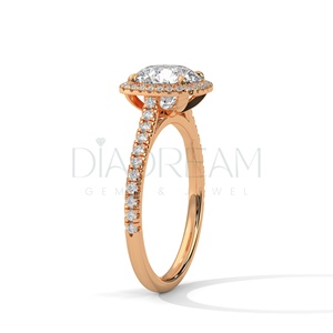 Vente chaude ronde coupe Leb Grown diamant Halo bague de fiançailles avec argent Sterling 925 conception personnalisée bijoux d'élégance classique - Product Image 6