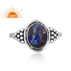 Nouvel arrivage Argent sterling oxydé Naturel Mojave Cuivre Lapis Gemme Bague empilable Fabricant de bijoux personnalisé - Product Image 2