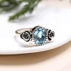 Trending Handmade 925 Sterling Silver Jewelry Natural Sparkling Oval Blue Topaz Classic <b>for</b> <b>Girlfriend</b> Gift Flawless Quality - Product Image 6