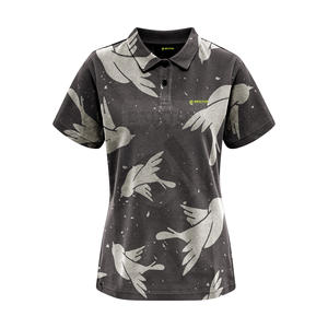 Camisetas informales de punto a rayas transpirables para mujer, camisetas de polo personalizadas con estampado OEM antibolitas y antiarrugas - Product Image 1