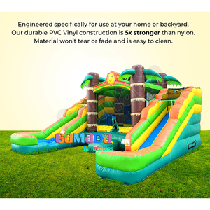 Inflatable Double <b>Slide</b> and Bounce House Combo PVC and Vinyl <b>Water</b> <b>Slide</b> with Blower Tropical Bouncy Castle - Product Image 4