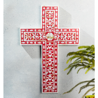 Croix murale suspendue en bois incrusté de serpillière de haute qualité, fabrication artisanale provenant du Vietnam, pour la décoration de la maison