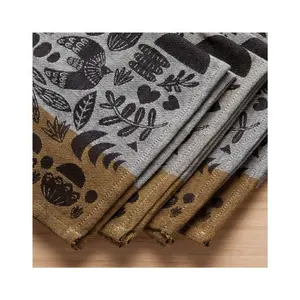 终极耐用精心设计的提花纯有机棉编织印花图案超细纤维桌超细超大餐巾纸