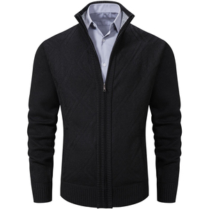 2025 venta al por mayor suéteres casuales de otoño e invierno de alta calidad personalizados para hombres suéteres cárdigan con cremallera completa de algodón puro para hombres - Product Image 1