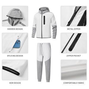 2025 High Quality Custom 2-Piece Breathable Windproof Dustproof Polyester/Cotton Fleece Thickness Men's Tracksuit Set <b>Zip</b>-<b>Up</b> - Product Image 3