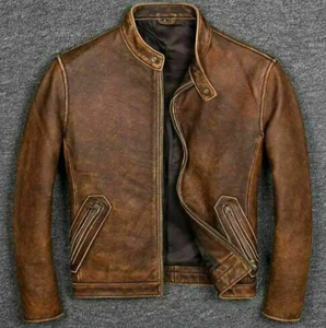 Veste en cuir de vache véritable marron hommes pour motards Racer vestes de moto vintage toutes tailles avec logo et étiquette personnalisés - Product Image 1
