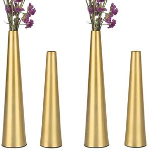 Juego de 4 floreros costeros, Decoración de mesa para sala de estar, jarrón de Metal, florero de Metal para sala de estar - Product Image 1