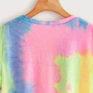 T-shirt femme, Top court, teinture par nouage, pour l'extérieur, estival et élégant, vente en ligne, - Product Image 5