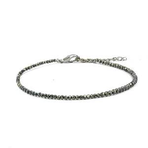 Bracelet en cristal de pyrite brute, bracelet de cheville, argent, protection et puissance, perles rondes, bracelet de 8 mm, pierre, mode, cadeau pour homme et femme, énergie - Product Image 3
