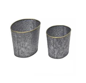 Latest New Design Galvanized Metal Flower Pot Planters Set of Three for Home Garden <b>Decoration</b> <b>Nursery</b> Floor Usage Deco Style - Product Image 5