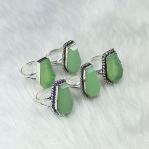 AAA magnifique cercueil vert calcy pierre précieuse bague en gros argent plaqué laiton bijoux lunette réglage incrustation mode pendentifs breloques - Product Image 3
