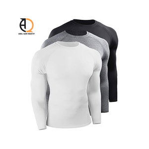 Rashguards pour hommes de couleur gris uni, fabriqués en élasthanne/polyester, en gros - Product Image 3