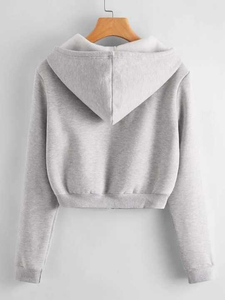 Ventes en gros de sweats à capuche courts pour femmes avec logo personnalisé, sweats à capuche courts en coton pour femmes, sweats à capuche courts à la mode, taille plus, conception OEM - Product Image 2