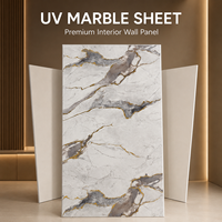 Panneau mural en PVC brillant MORLENX gris brun veiné or, imitation marbre UV, pour la décoration intérieure d'hôtels et de villas