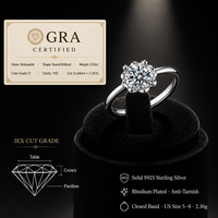 Bague de fiançailles en moissanite 0,5 ct couleur D VVS, bague solitaire en argent sterling 925, coupe 3EX 5 mm, plaqué rhodium