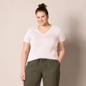 Women's Plus Size Summer T-Shirt Slim Fit Breathable Quick Dry Eco-Friendly Spandex/Cotton Light Knit - Product Image 1