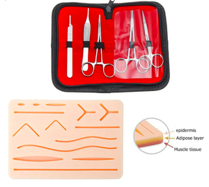 Kit de práctica de sutura de piel de 3 capas de silicona con 14 heridas y juego quirúrgico de hilo de 10m Fuente de alimentación manual de orientación - Product Image 3