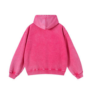 Sweat à capuche unisexe en coton 100% délavé à l'acide, logo personnalisé, poche surdimensionnée, respirant, automne, lettre en polaire, haute qualité - Product Image 3