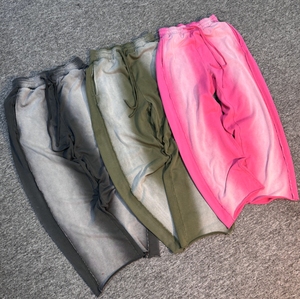 Pantalons de survêtement en molleton français à jambe large, surdimensionnés, délavés à l'acide, personnalisés pour hommes, poids lourd 370GSM, streetwear - Product Image 2
