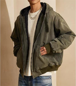 Veste matelassée en toile lavée, coupe-vent, imperméable et respirante, style urbain, col montant, personnalisable OEM, haute qualité, pour l'hiver - Product Image 3