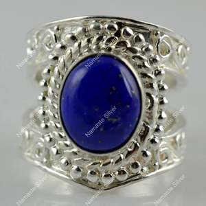 Handmade 925 Sterling Silver <b>Lapis</b> <b>Lazuli</b> <b>Ring</b> September Birthstone Gift Natural Blue Gemstone Oval Jewelry Statement Piece - Product Image 4