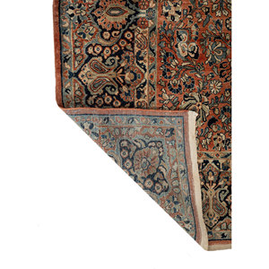 Tapis en laine noué à la main Aalam, grande surface, rouge, orange, floral abstrait, pour entrée, couloir, rectangulaire 9x12 pouces - Product Image 5