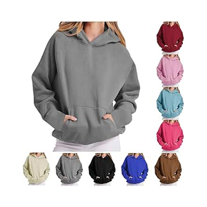 .เสื้อฮู้ดขนแกะอบอุ่นสำหรับผู้หญิงเสื้อนอกแขนยาวแบบสวมหัวฤดูหนาวดีไซน์คลาสสิกและผ้าหนาเหมาะสำหรับอากาศหนาว - Product Image 1