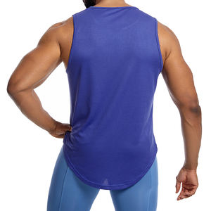 OEM Summer High Quality <b>Men's</b> Cotton <b>Tank</b> <b>Top</b> Fitness Gym Breathable Knitted Washed V-neck Plus Size - Product Image 6
