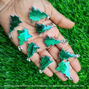 Colgantes de Plata de Ley 925 con Árbol de Navidad de Malaquita Natural para Mujer, Joyería de Excelente Calidad al por Mayor de Fábrica - Product Image 3