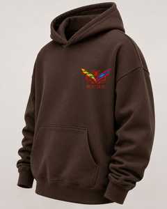 เสื้อฮู้ดโอเวอร์ไซส์สีน้ำตาลสำหรับทุกเพศ  แบบสวมใส่สบายสำหรับฤดูหนาว มีกระเป๋าหน้าปักลาย สไตล์ลำลองแนวสตรีทแวร์ - Product Image 4