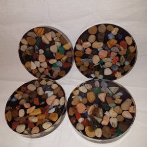 Handmade Stone <b>Coaster</b> With Blue and <b>White</b> Resin Round Shape Tea Cup <b>Coaster</b> Best Quality Cup <b>Coaster</b> Best Quality - Product Image 4