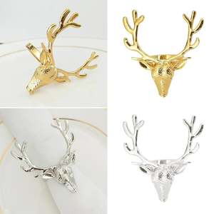 ที่ใส่ผ้าเช็ดปากตกแต่งบ้านและโรงแรม ชุดอาหารค่ำ ที่ใส่ผ้าเช็ดปากแบบมีสไตล์ งานฝีมือ แหวนผ้าเช็ดปากชุบทอง ของตกแต่งโต๊ะอาหาร - Product Image 3