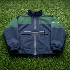 Chaqueta Cortavientos Azul Marino y Verde para Hombre, Chaqueta Ligera con Media Cremallera para Deportes al Aire Libre - Product Image 4