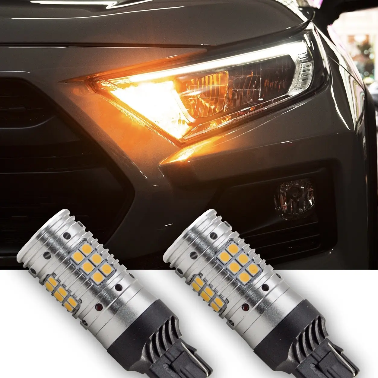 הרשות גבוהה בהיר 30SMD 3030 אוטומטי LED Turn Signal נצנץ הנורה T20 7440 כתום