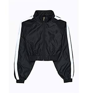 เสื้อแจ็คเก็ตผ้าไนลอนแบบสวมหัวแฟชั่นสุดเท่ของผู้หญิงเสื้อครอป100% โพลีเอสเตอร์ลำลองคอตั้งมีซิปแบบบางสำหรับฤดูร้อน - Product Image 6
