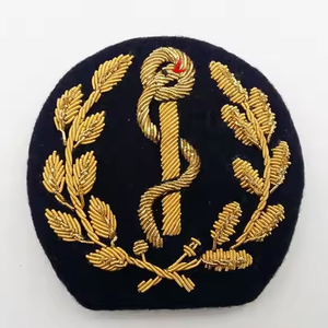 Handmade Embroidered Bullion <b>Wire</b> Badges Blazer Customized Regular Length Unique Style Design <b>Magnet</b> Attachment Fabric Material - Product Image 1